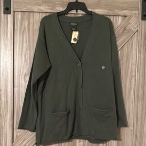 Eddie Bauer Green Knit Cardigan Sweater